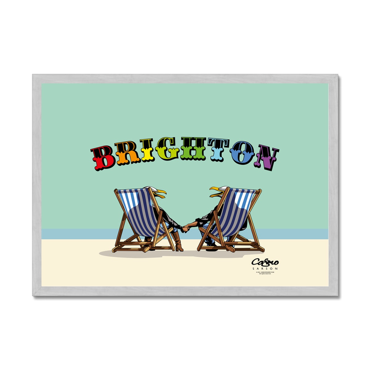 Laughing Seagulls - Brighton Antique Framed Print
