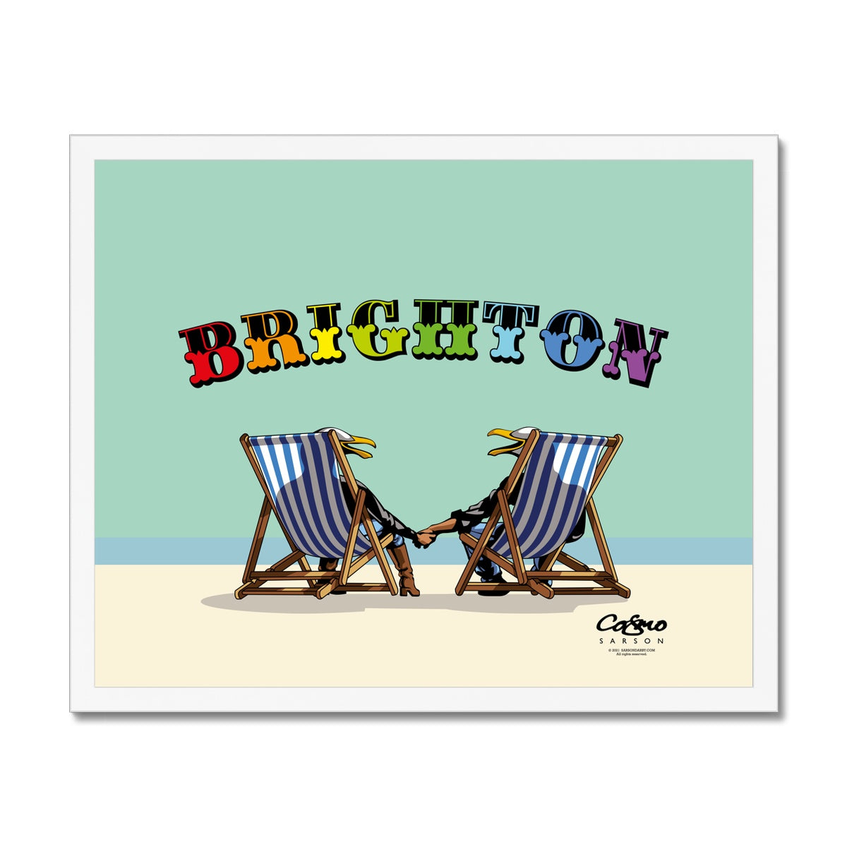 Laughing Seagulls - Brighton Budget Framed Poster